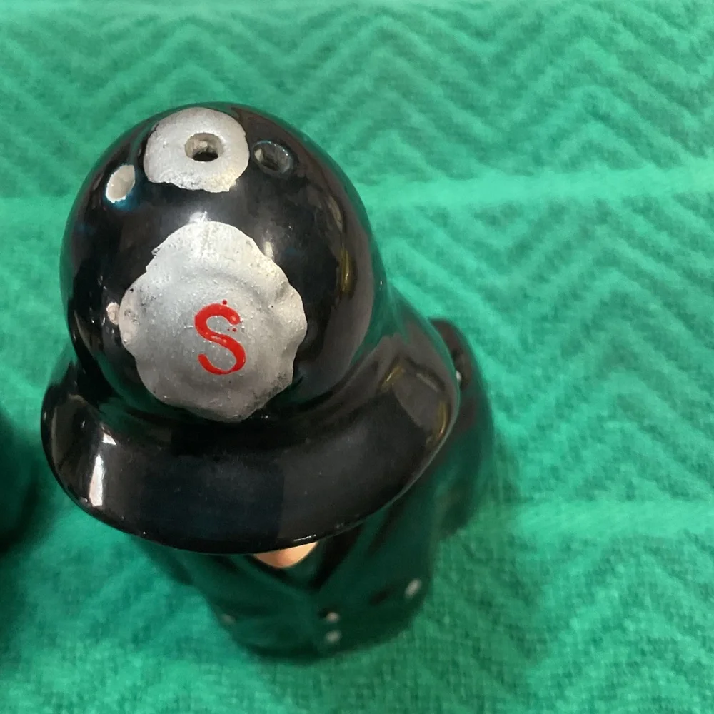 Black Ceramic Policeman Salt and Pepper Shakers - Decorative Home Accent